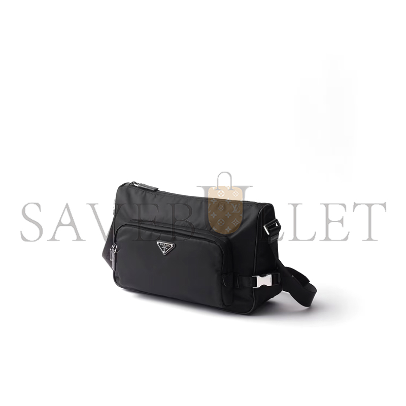 PRADA LARGE RE-NYLON AND SAFFIANO LEATHER SHOULDER BAG 2VH191 (35*22*12cm)